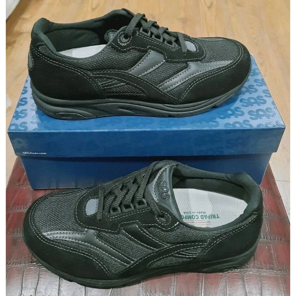 SAS Women Shoes Tour Mesh Black Comfort Sneakers Sz 8.5 WW & Step Plus Footbed
